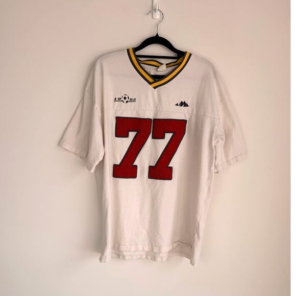 Urban Outfitters Cairo 77 Graphic Jersey T-Shirt White Soccer Style Tee - Picture 2 of 5